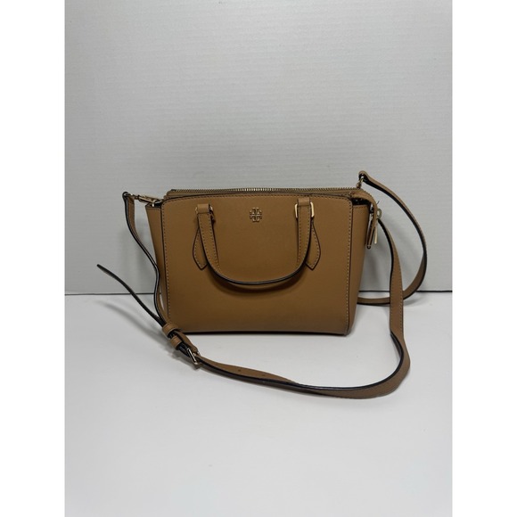 Tory Burch Handbags - Tory Burch Emerson Mini Top Zip Tan Camel Purse Tote Bag with Strap
